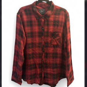 Rails Red and Black Men's Soft Plaid Button-up Long Sleeve Shirt Size XL